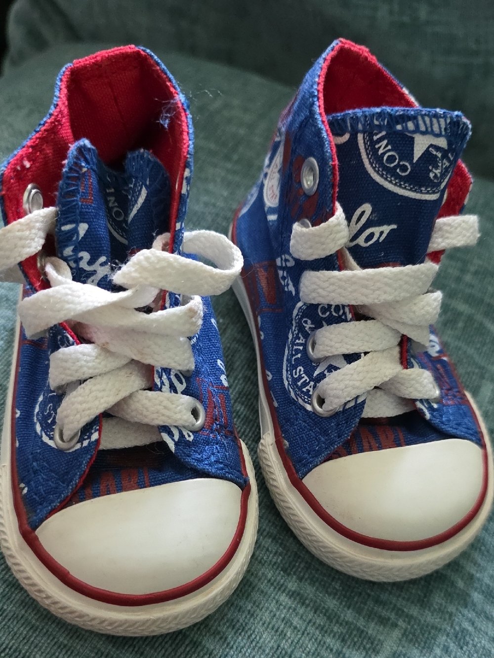 Kids Blue & Red High-Top Canvas Sneakers - Casual Everyday Play